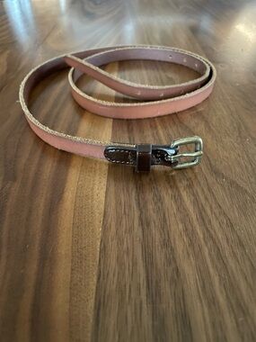 J. Crew Light Brown Leather Belt with Gold-Tone Buckle & Patent Leather Detail